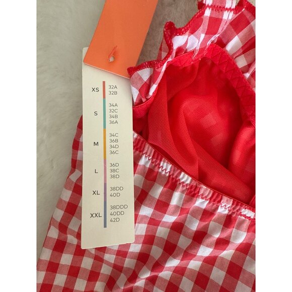 Colsie size Small Red Gingham Crop Corset Bra Top Shirred Smocked back NEW - Picture 5 of 5